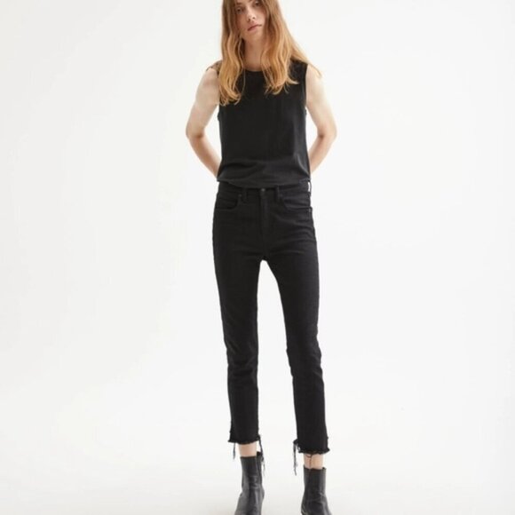 Nili Lotan High Rise Reverse Hem Frayed Jeans - Picture 1 of 9